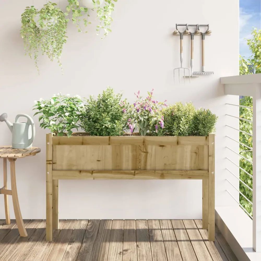 Antiek messing Plantenbak met poten 110x31x70 cm geïmpregneerd grenenhout