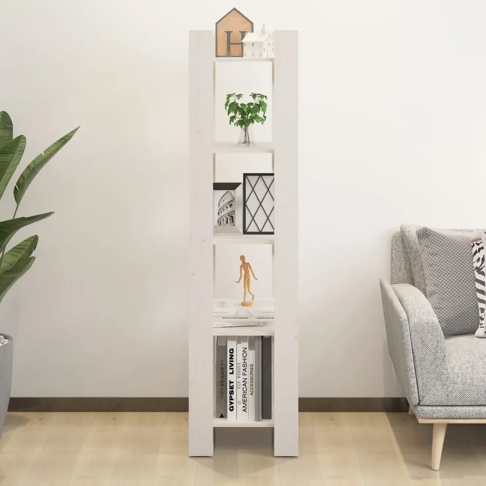 Boekenkast/kamerscherm 41x35x160 cm massief grenenhout wit
