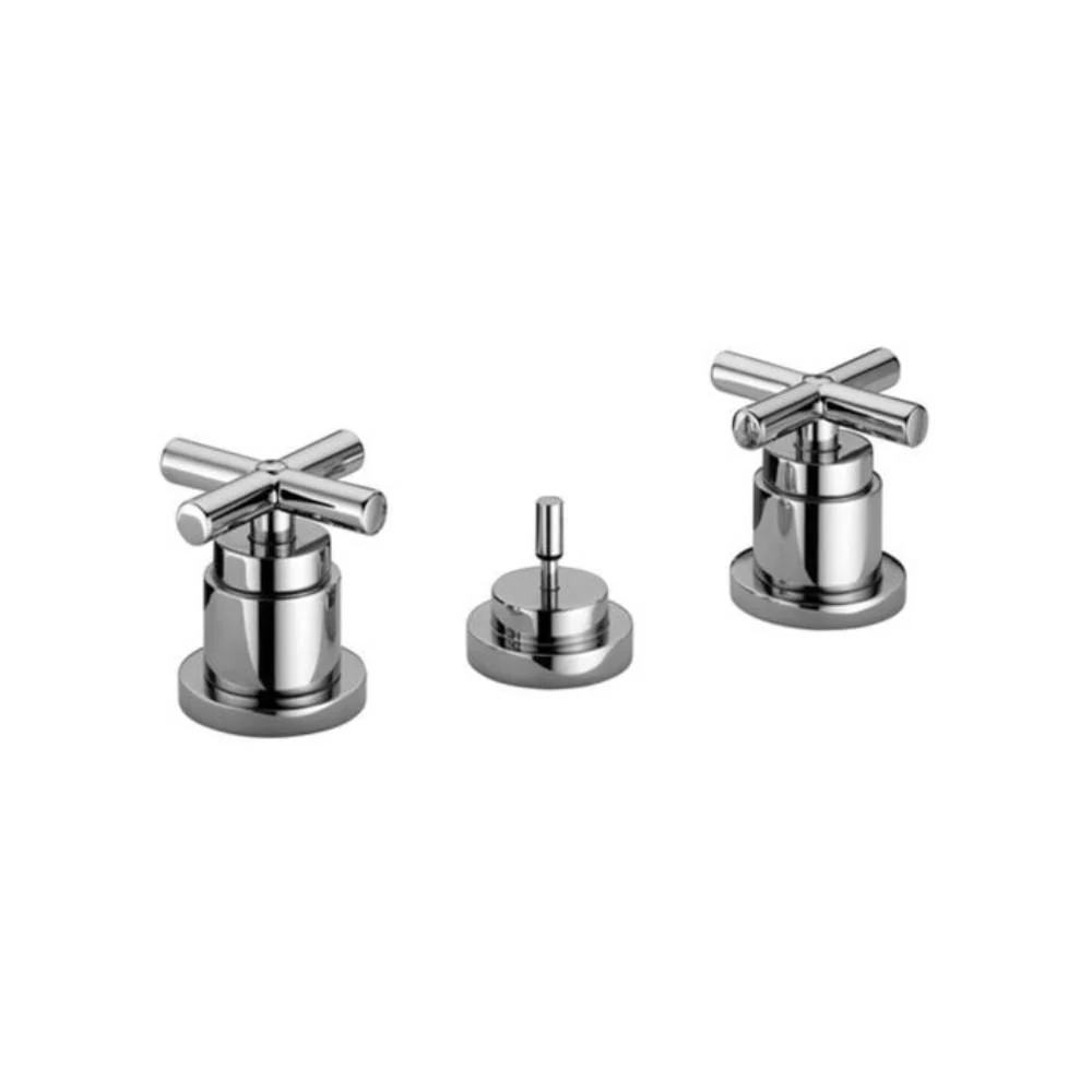 Digitale sleuf Bidet faucet 3 holes automatic drain Quattro series model QTV116CR metaalglans Paffoni