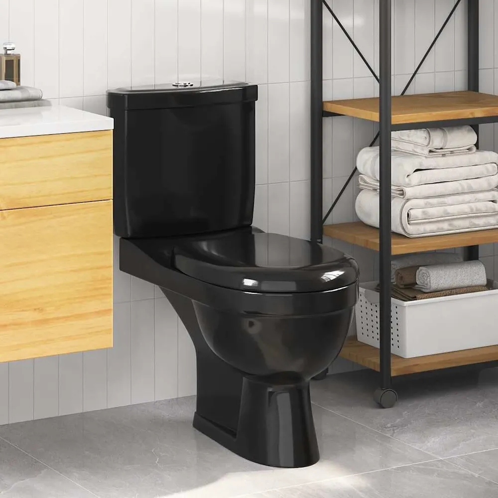 Horizontale Toilet met stortbak zwart