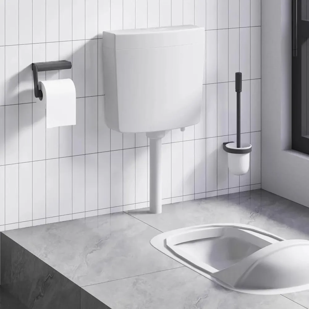 Horizontale Toiletstortbak met watertoevoer onderin 3/6 L grijs