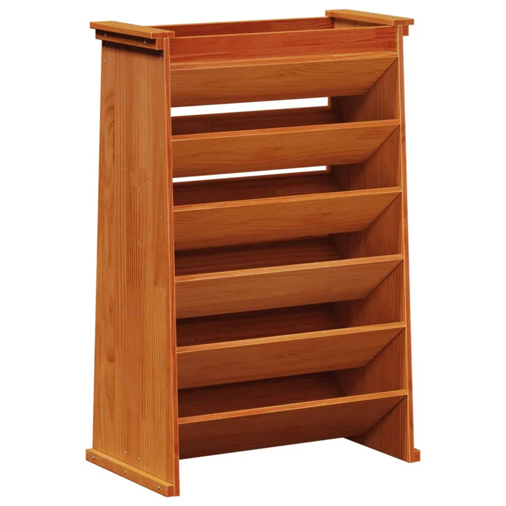 Kruidenbak 6-laags 69x40x101,5 cm massief grenenhout wasbruin
