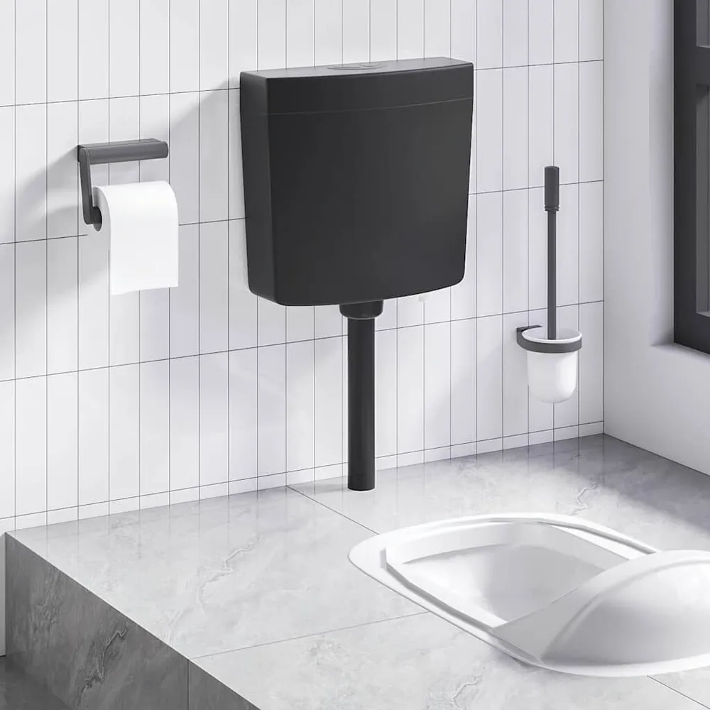 Toiletstortbak met watertoevoer onderin 3/6 L zwart voor Appartementencomplexen