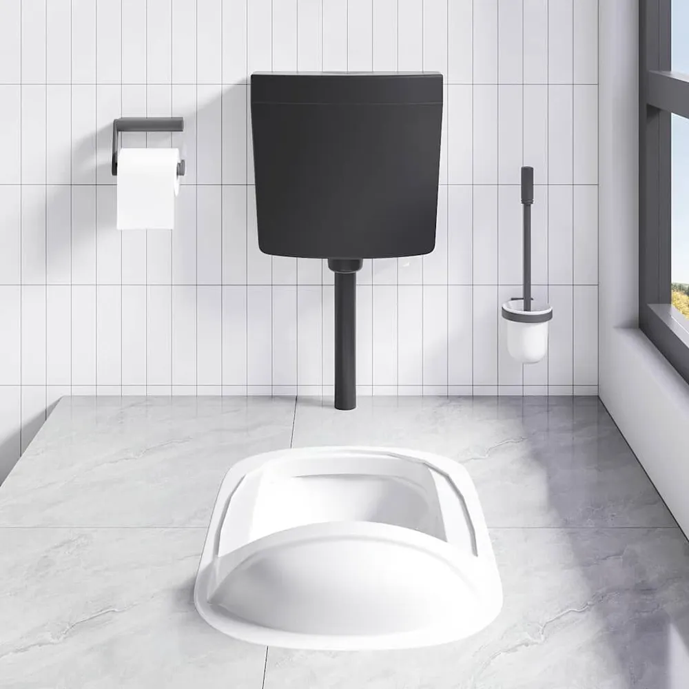 Toiletstortbak met watertoevoer onderin 3/6 L zwart voor Appartementencomplexen