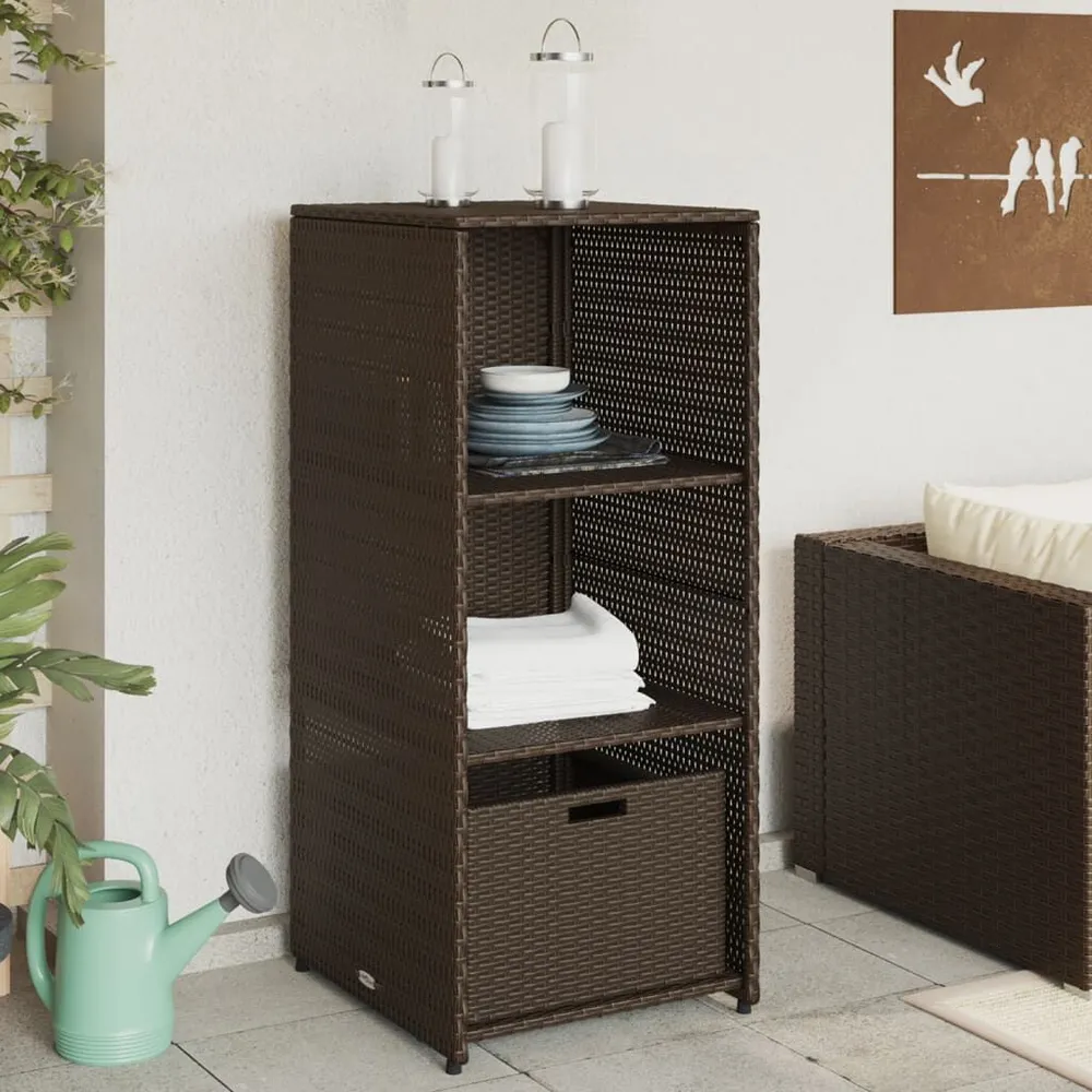 Tuinkast 50x55x115 cm poly rattan bruin met Naamplaatje