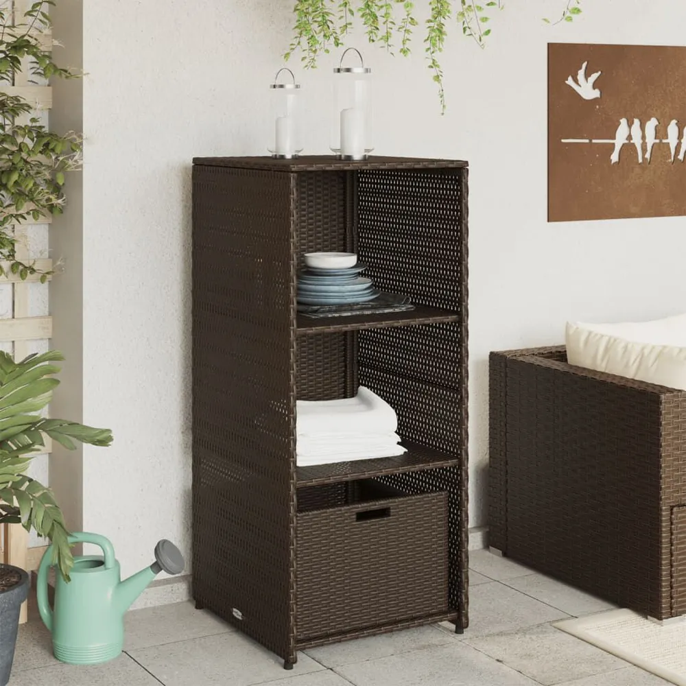 Tuinkast 50x55x115 cm poly rattan bruin met Naamplaatje