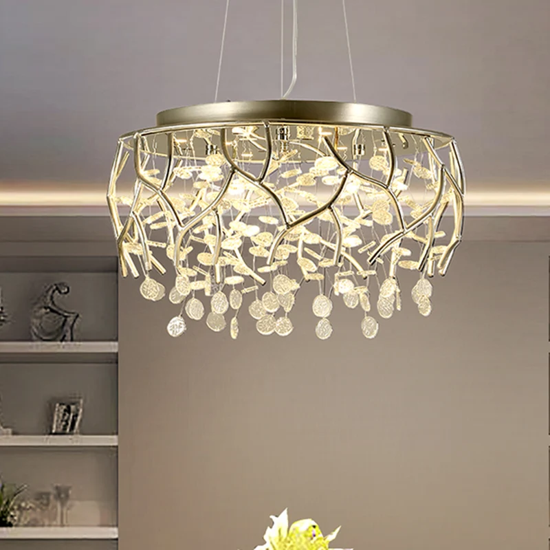 Branch Metaalglans Kroonluchter Eigentijds Rimpelglas LED Eetkamer Plafondhanger warm/wit licht - 60cm Diameter