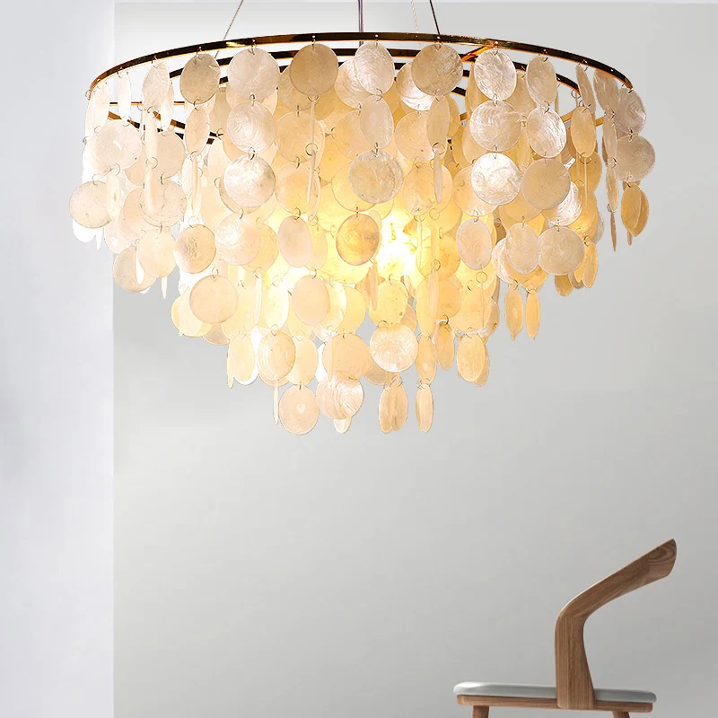 Dimbare Spot String Eetkamer Kroonluchter Hanglamp Minimalistische Shell Gouden Hangende Verlichting
