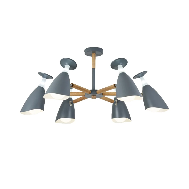 Draaibare Nordic Groen/Grijs/Wit Suspension Light Goblet Schaduw 3/6 Heads Metalen Houten Kroonluchter voor Kantoor Winkel...
