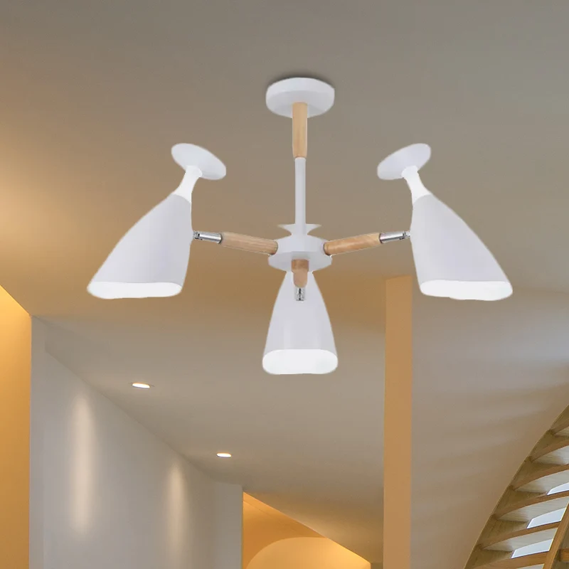 Draaibare Nordic Groen/Grijs/Wit Suspension Light Goblet Schaduw 3/6 Heads Metalen Houten Kroonluchter voor Kantoor Winkel...