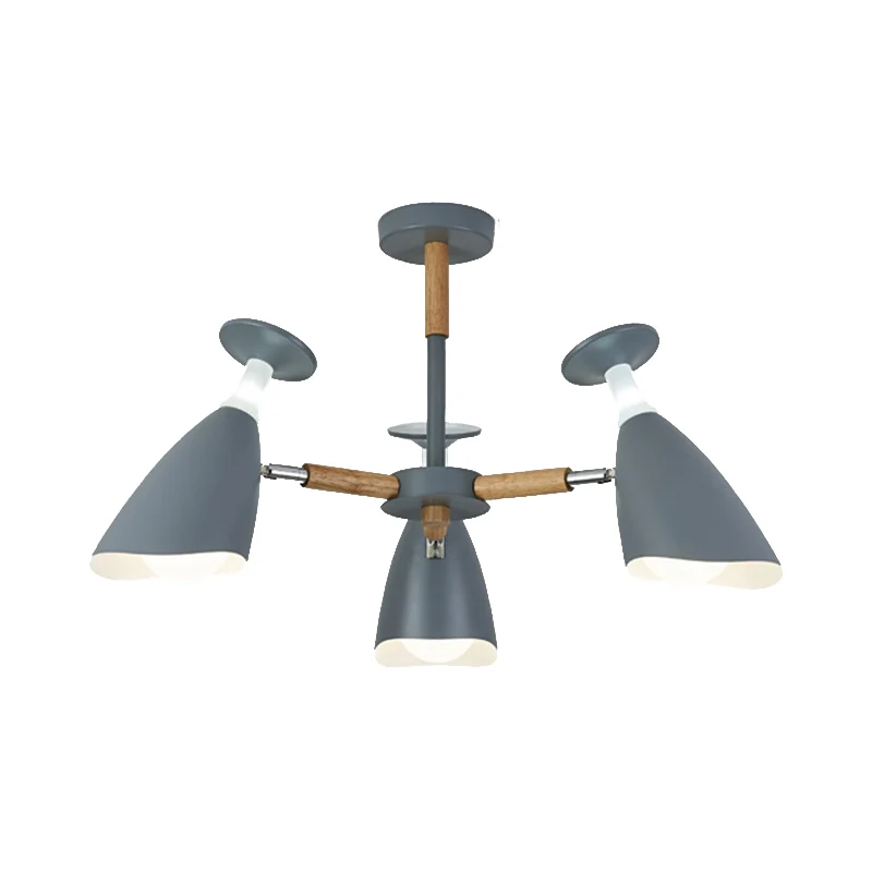 Draaibare Nordic Groen/Grijs/Wit Suspension Light Goblet Schaduw 3/6 Heads Metalen Houten Kroonluchter voor Kantoor Winkel...