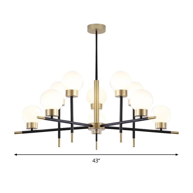 Eigentijdse Globe Shade Kroonluchter Multi-Head Van metaal Grote Helder/Wit Glazen Hanglamp voor Hotel