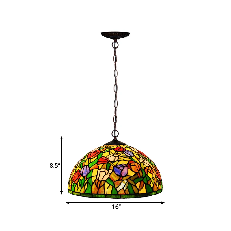 Energiezuinige 2-lichts hangende kroonluchter Mediterrane Dragonfly rood/groen/paars geslepen glazen hanglampset