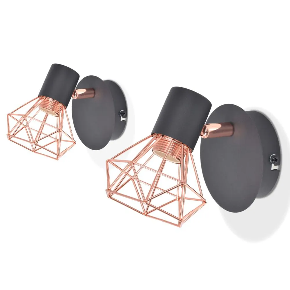 Energiezuinige Wandlamp E14 zwart en koper 2 st