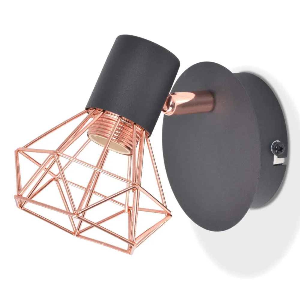 Energiezuinige Wandlamp E14 zwart en koper 2 st