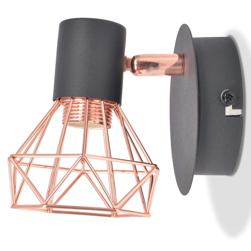 Energiezuinige Wandlamp E14 zwart en koper 2 st