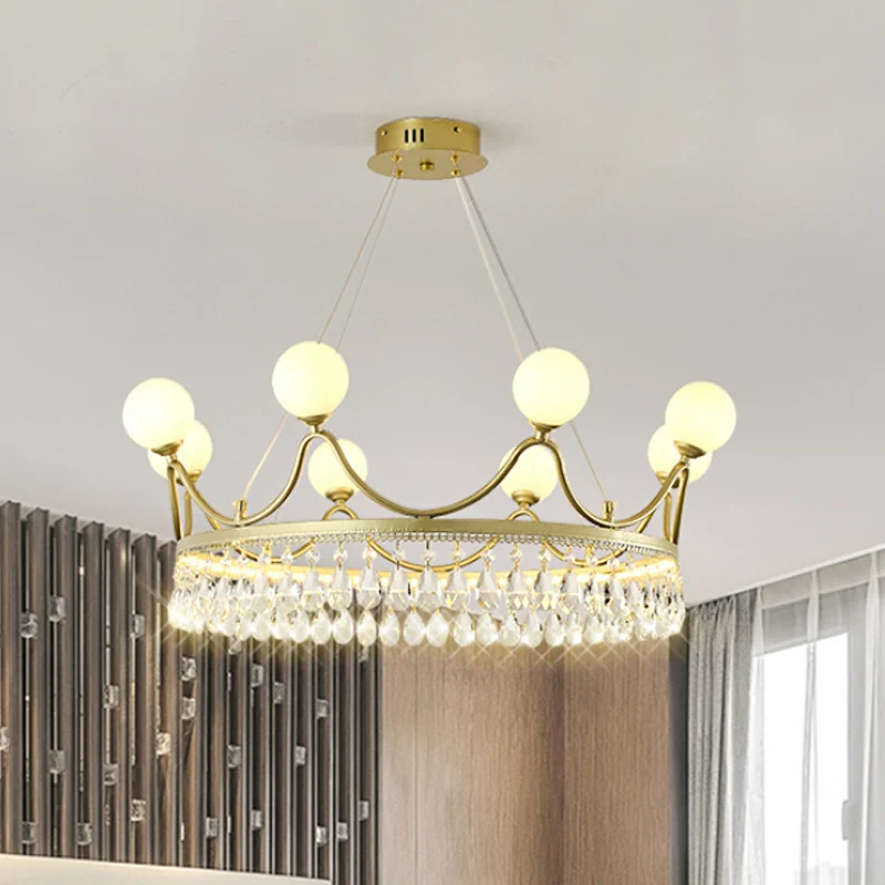 Gouden kroon plafondkroonluchter moderne 6/8-licht geslepen kristallen hangende verlichtingsarmatuur (IP44)