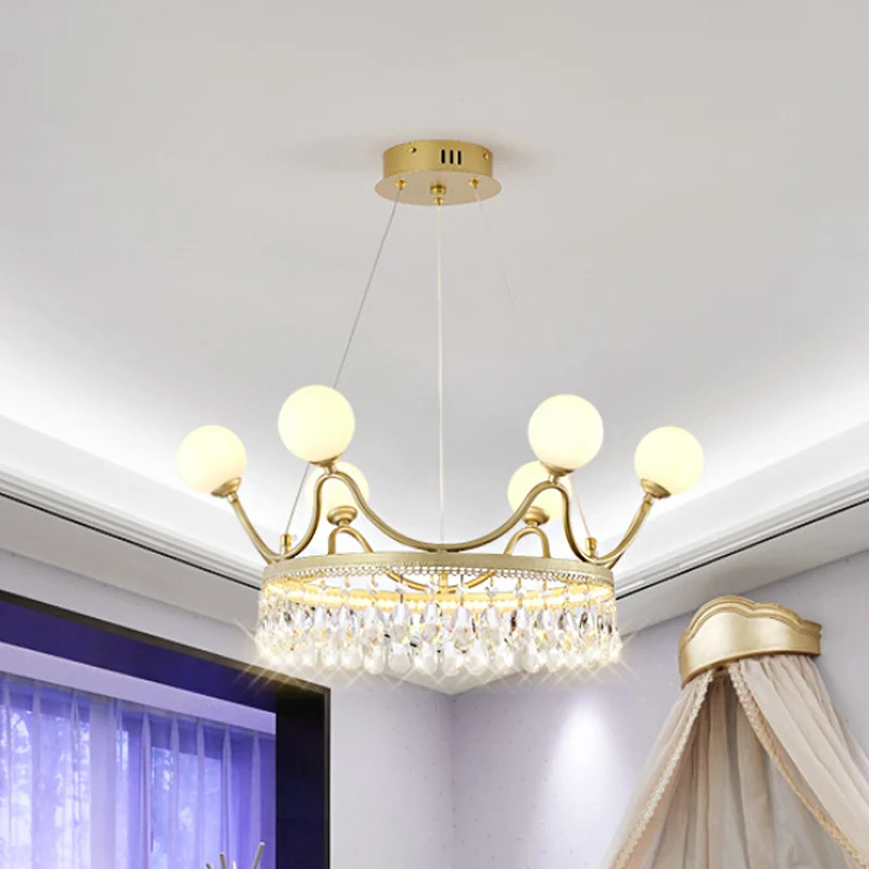 Gouden kroon plafondkroonluchter moderne 6/8-licht geslepen kristallen hangende verlichtingsarmatuur (IP44)