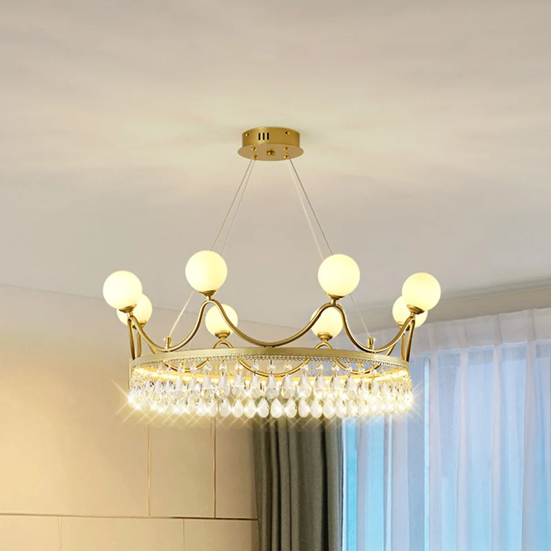Gouden kroon plafondkroonluchter moderne 6/8-licht geslepen kristallen hangende verlichtingsarmatuur (IP44)