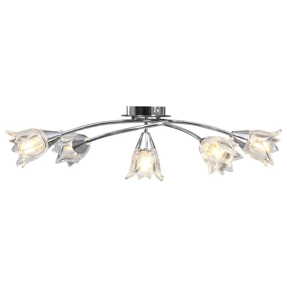 Hangende Pendant Plafondlamp met glazen tulpvormige kappen 5xE14 transparant