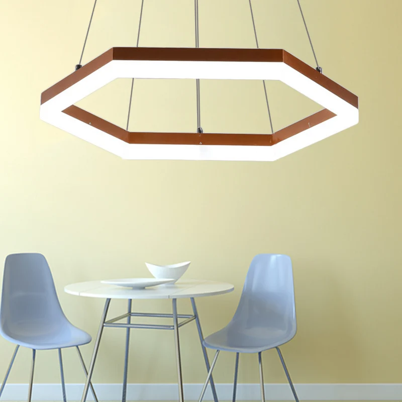 Hexagon acryl kroonluchter verlichting eigentijds 1/2/3 lichten kaki led hangend plafondlicht wit/warm zacht