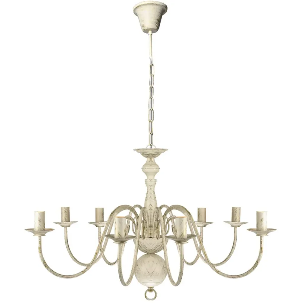 Kroonluchter wit metaal 8 x E14 lampen met 3 Lichtpunten