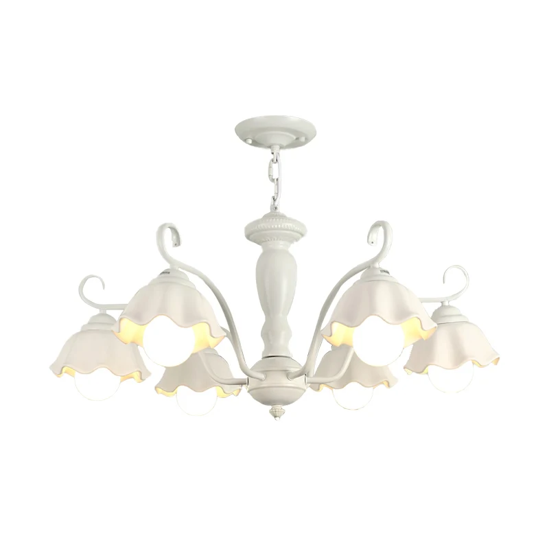 Matglas geschulpte kroonluchter licht ambachtelijk 3/6/8 lampen slaapkamer plafond hanger wit/roze/groen met afstandsbedie...