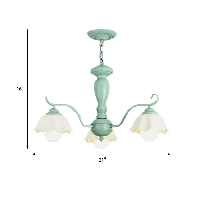 Matglas geschulpte kroonluchter licht ambachtelijk 3/6/8 lampen slaapkamer plafond hanger wit/roze/groen met afstandsbedie...