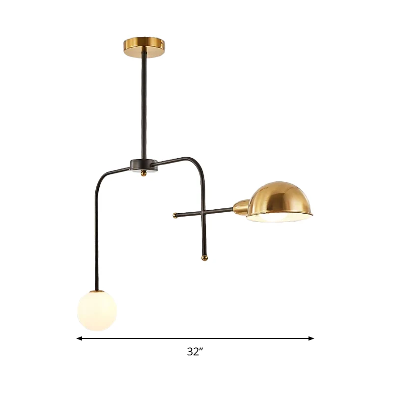 Metalen gewapende hangende kroonluchter moderne 2/4 lampen zwart en goud plafond hanglamp Chroom Afwerking