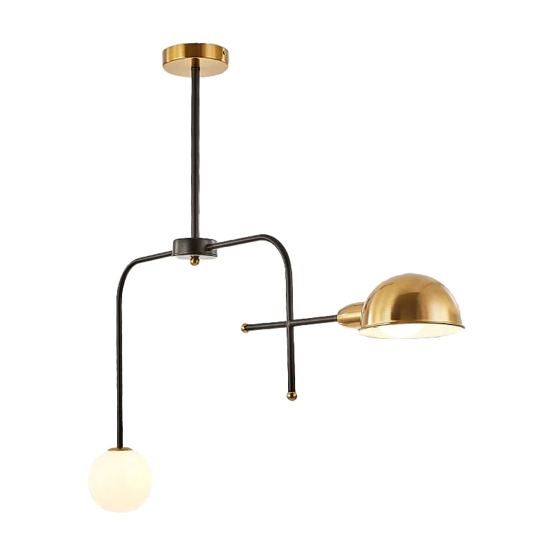 Metalen gewapende hangende kroonluchter moderne 2/4 lampen zwart en goud plafond hanglamp Chroom Afwerking