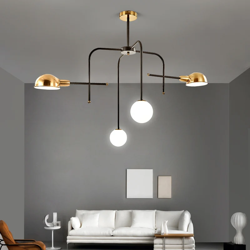 Metalen gewapende hangende kroonluchter moderne 2/4 lampen zwart en goud plafond hanglamp Chroom Afwerking