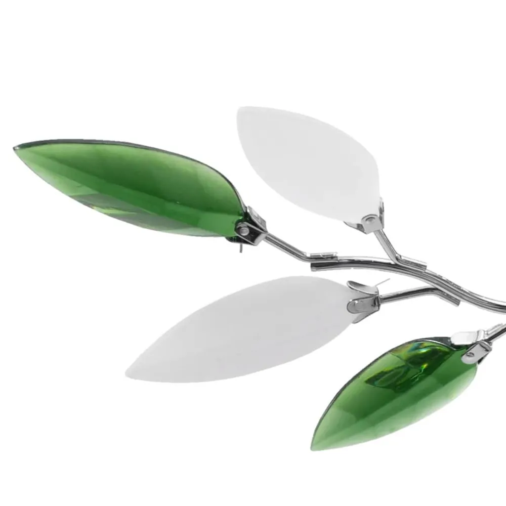 Minimalistisch Design Plafondlamp witte en groene acryl kristal bladeren 3xE14