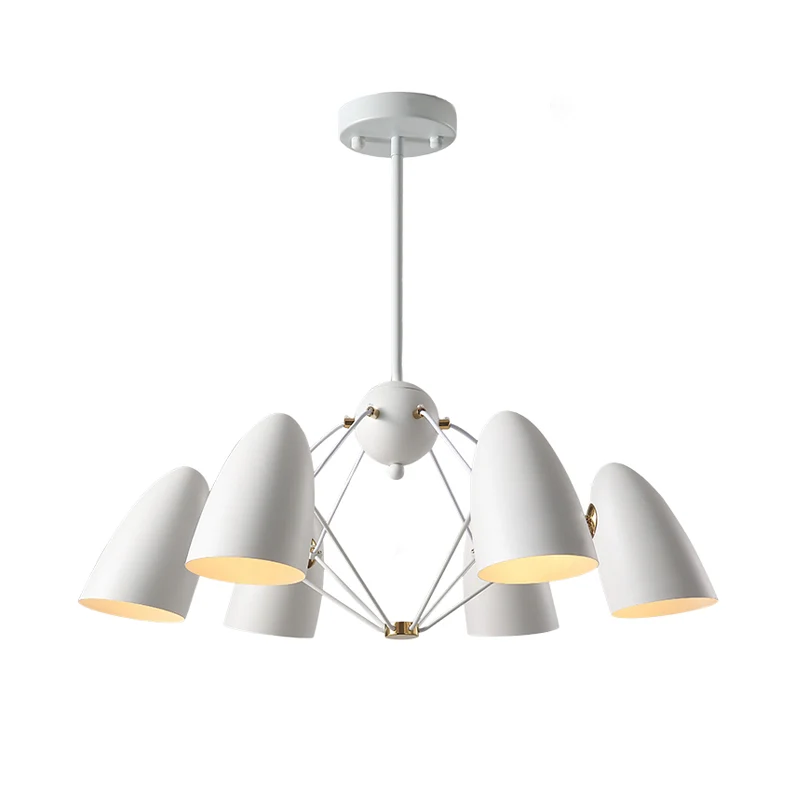 Moderne 6 Heads Down-verlichting met metalen kap Wit/zwarte afwerking Bullet-plafondkroonluchter IP44 Badkamer geschikt