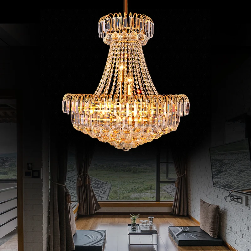 Mushroom Empire kroonluchter strak kristal 8 lichts gouden hanglamp voor slaapkamer, 16"/23,5" breed met Dimbare LED