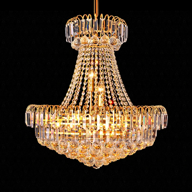 Mushroom Empire kroonluchter strak kristal 8 lichts gouden hanglamp voor slaapkamer, 16"/23,5" breed met Dimbare LED