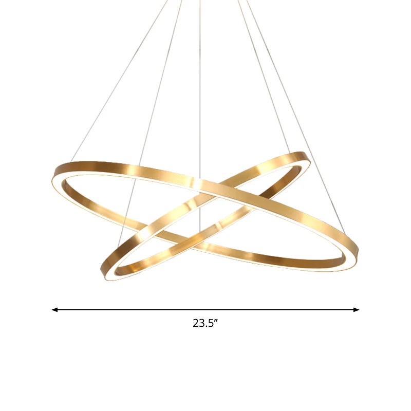 Postmoderne LED-hanglamp, gepolijst messing, 2/3/4 gelaagde ronde kroonluchter met acrylkap voor Woonkamer