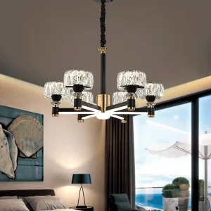 Ronde woonkamerkroonluchter Metaal Moderne eenvoud LED-hanglamp zwart met Lange Kabel