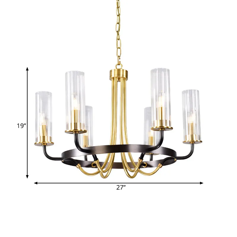 Track Verlichting Fel glazen buisvormige plafondkroonluchter koloniale stijl 6/8 hoofden slaapkamer hangende verlichtingsa...