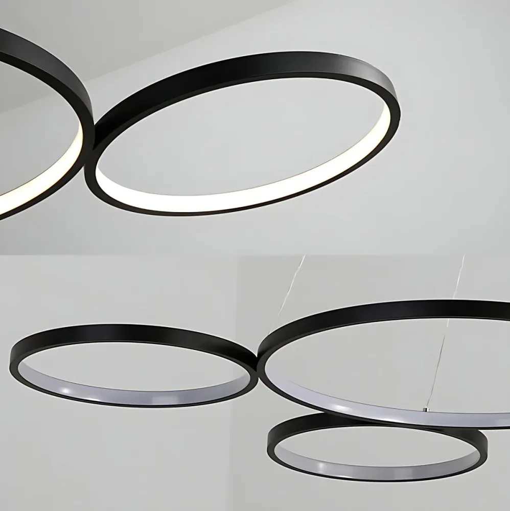 Track Verlichting 4 ringen acryl plafondkroonluchter eenvoudige LED zwart/wit hanglamp boven tafel warm/wit/natuurlijk zwak