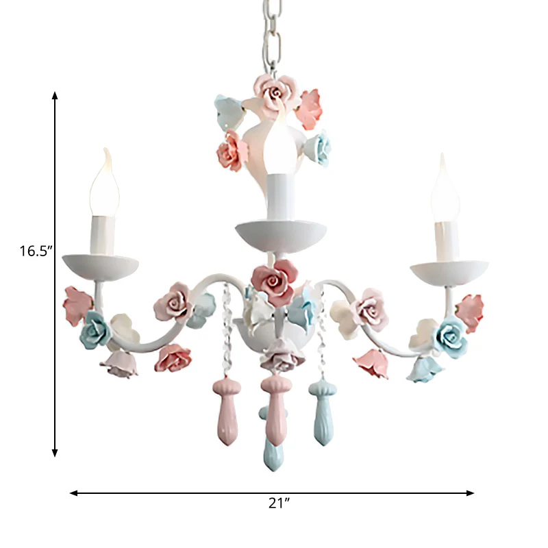 Vlakke Inbouw Kaars Kroonluchter Lamp Modernisme Keramiek 3/6 Lichten Witte Afwerking Kroonluchter Hanglamp met Rozendecor...