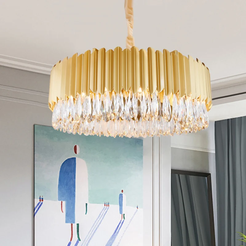 Vlakke Inbouw Ovaalvormige woonkamerkroonluchter Zwak Kristal Drip Eenvoud Hanglamp