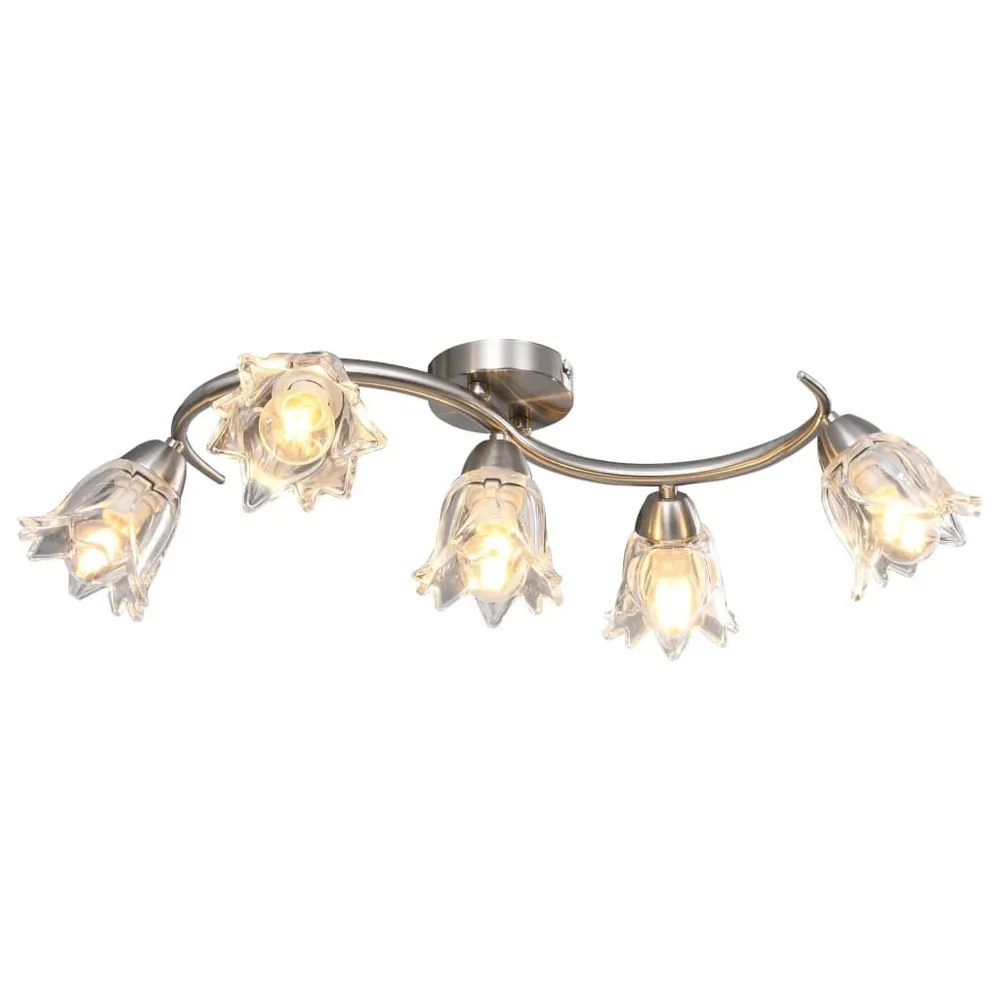 Vlakke Inbouw Plafondlamp met glazen tulpvormige kappen 5xE14 transparant
