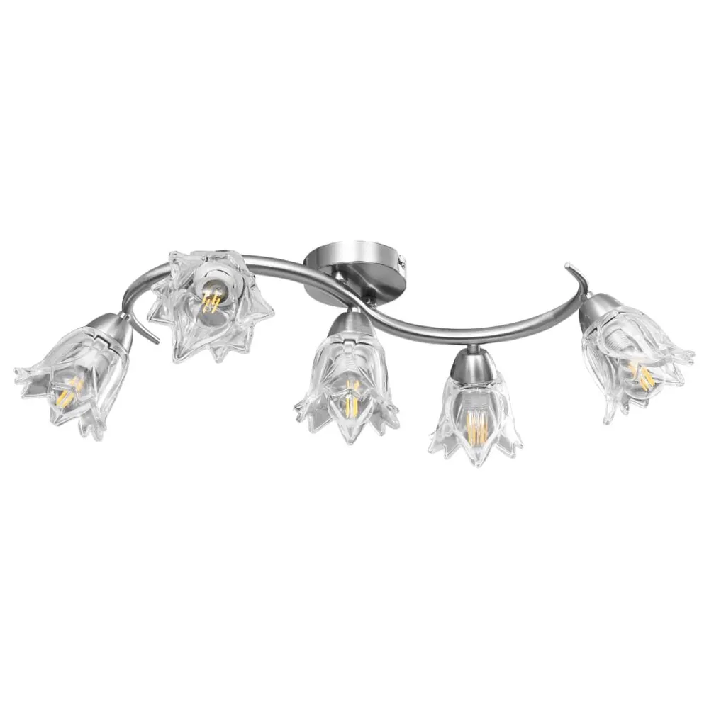 Vlakke Inbouw Plafondlamp met glazen tulpvormige kappen 5xE14 transparant