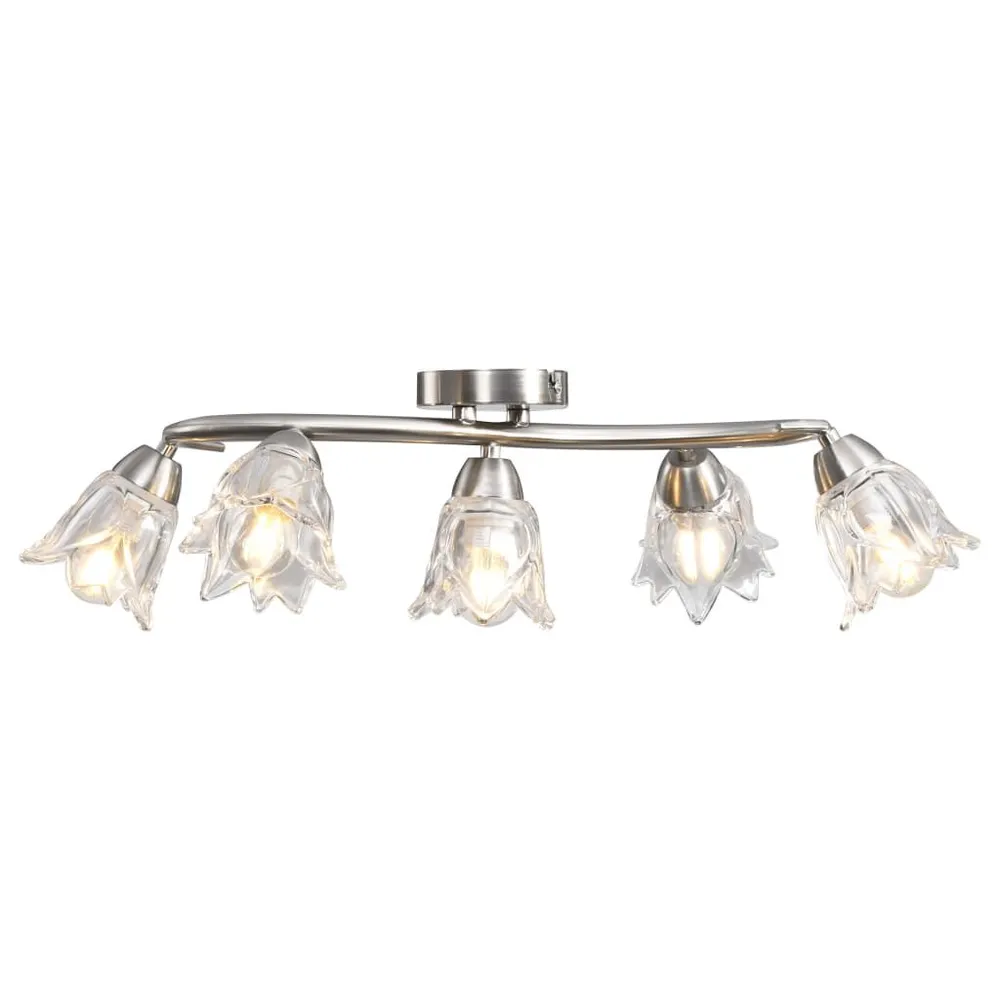 Vlakke Inbouw Plafondlamp met glazen tulpvormige kappen 5xE14 transparant