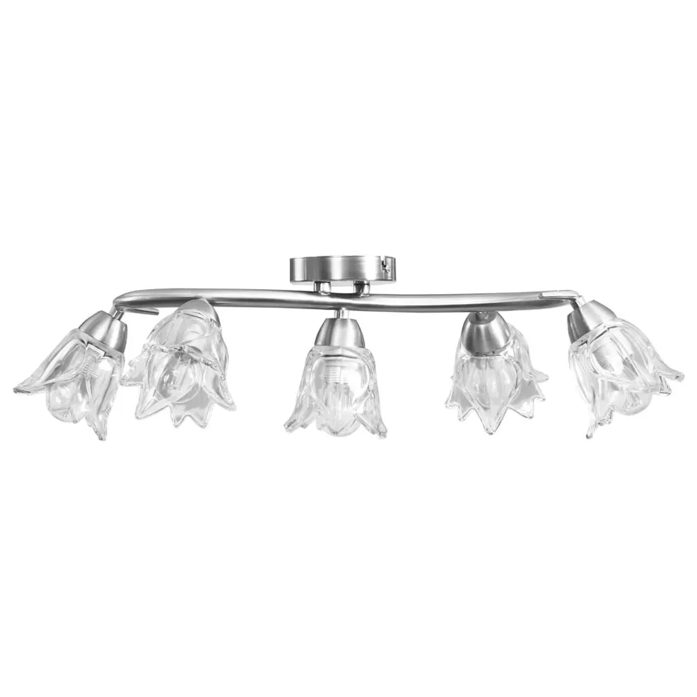 Vlakke Inbouw Plafondlamp met glazen tulpvormige kappen 5xE14 transparant