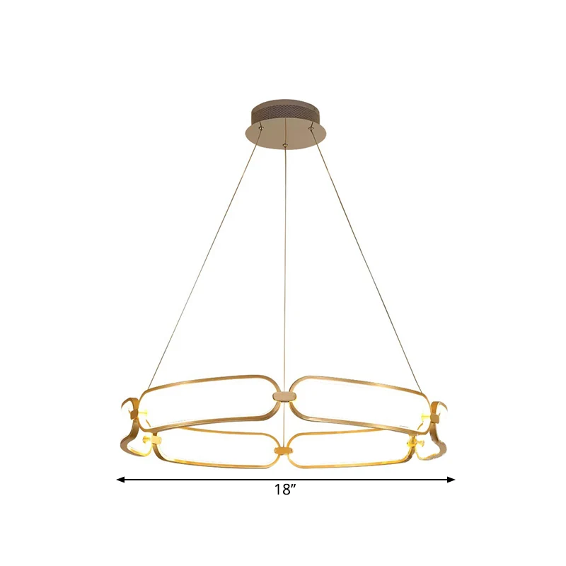 Vlakke Inbouw Ronde plafondkroonluchter Minimalisme Metallic Great Room LED-ophangverlichting goud, warm/wit zwak