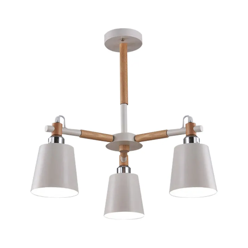 Vlakke Inbouw Trapeziumvormige schaduwkroonluchter Moderne metalen en houten plafondhanger voor kinderslaapkamer