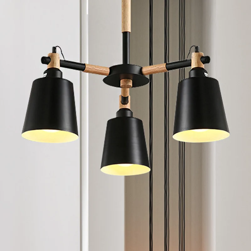 Vlakke Inbouw Trapeziumvormige schaduwkroonluchter Moderne metalen en houten plafondhanger voor kinderslaapkamer