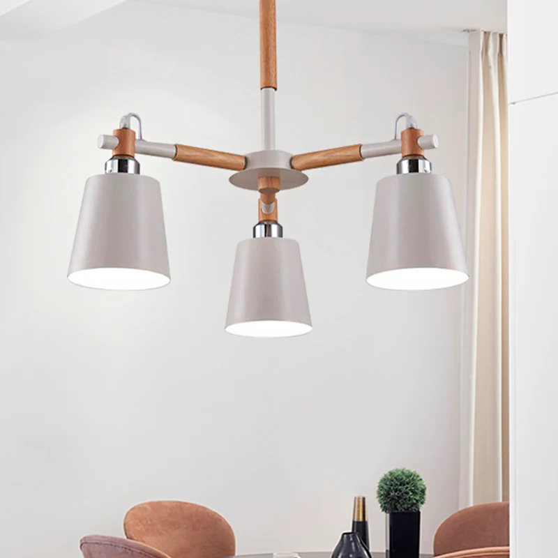 Vlakke Inbouw Trapeziumvormige schaduwkroonluchter Moderne metalen en houten plafondhanger voor kinderslaapkamer