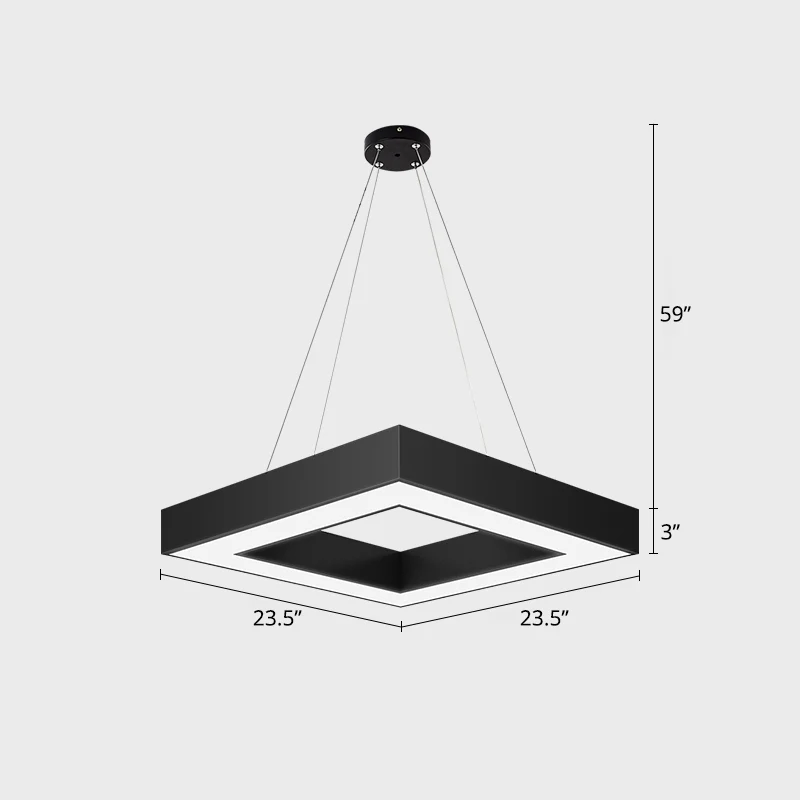 Zwarte afwerking vierkante LED kroonluchter acryl plafondophanging Scandinavische stijl met Inclusief LED